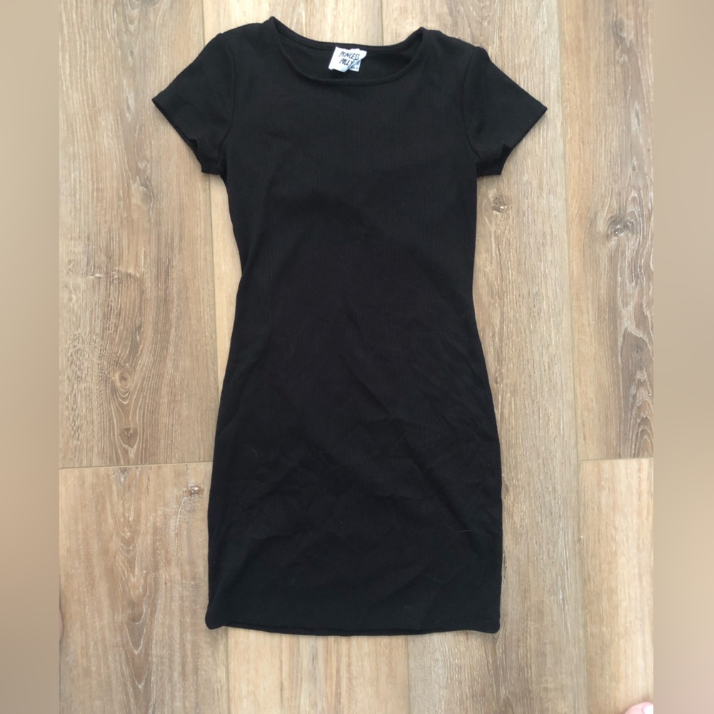 Princess Polly Womens Ribbed Short Sleeve Black Dress SIZE 6 Y2K Festival